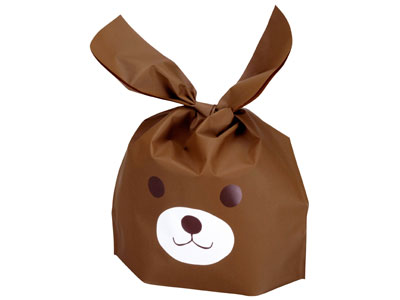 【少量販売】結び袋 くま・中