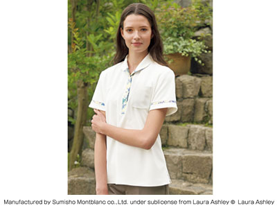 ラッピングストア(コッタ cotta)のLAURA ASHLEY ニットシャツ LW201-13(オフホワイト/アメリ ブルー) L｜アングル2