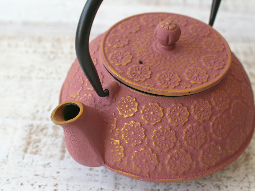 cotta鉄器急須花ピンク金