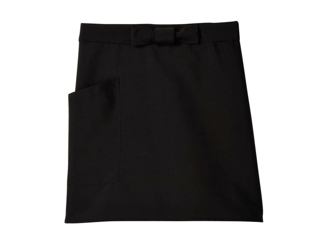 こちらの商品は1枚単位での販売となります。［規格］フリー　前中心丈42cm(ひも巾部分含む) ［色］黒［素材］ウエザー(ポリエステル100%)着こなしを引き立てるショート丈のエプロンです。撥水加工で、様々な現場に対応します。右側にポケットがついています。グリーン購入法対象品(PETボトル再生繊維が、裏生地を除く繊維部分全体重量比の25％以上使用されています。)ウエストまわり:92cm 前中心丈:42cm すそまわり:78cm 腰ひも長:268cm 腰ひも巾:4cm