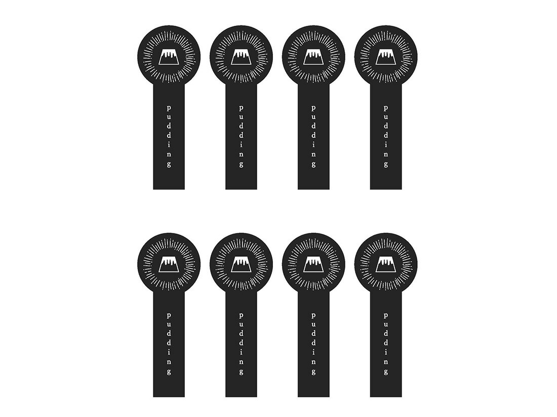 【少量販売】プリン用ラベルシール 黒 片帯 (銀箔) 10枚