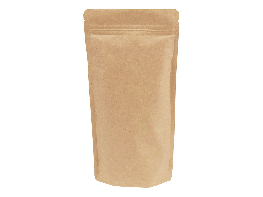 【少量販売】チャック付きスタンド袋 縦長 200g インナーバルブ付 茶クラフト 1枚