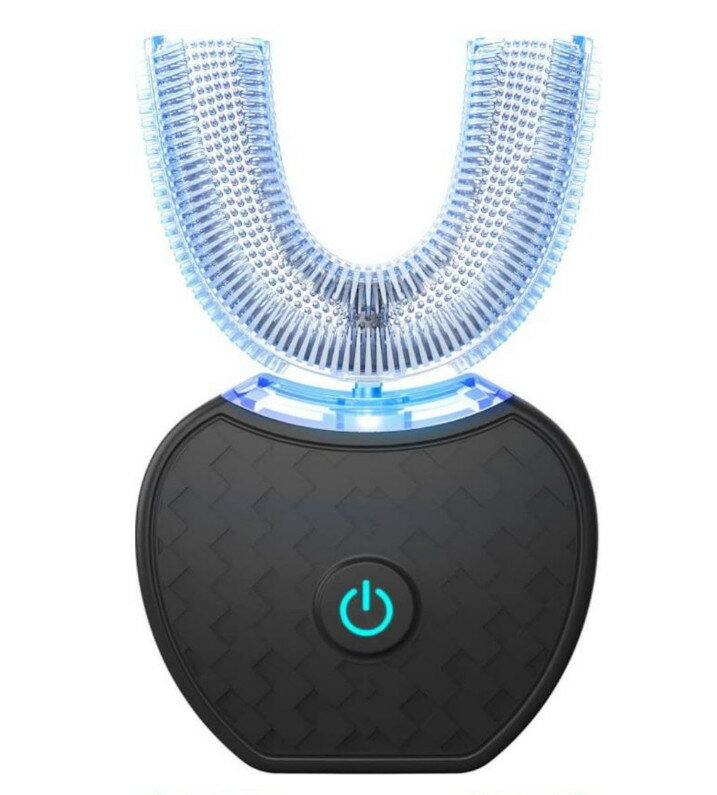 四代目電動歯ブラシ 音波振動歯 ブラシ IPX7防水 ワイヤレス充電 360°U型 ブラック