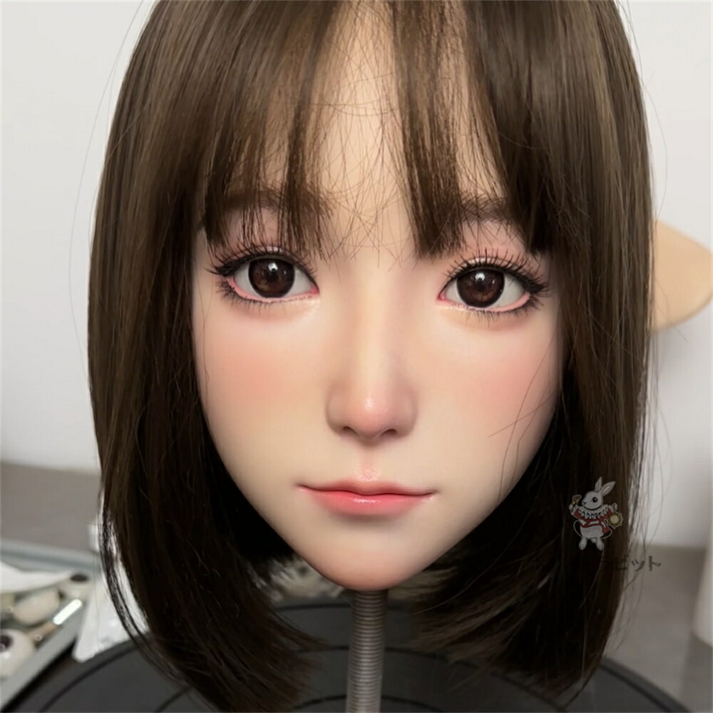 《 受注生産品 》 軟質シリコン 口可動　喉の深さ約11CM ドール ヘッド 大人 向け ドール 等身大ドール リアル ドール 販売 ドール 本体 人形 軟質シリコン ヘッド 眉毛 睫毛 植毛 M16ボルト 155CM~168CM身長対応 ホワイトラビット [A64N]