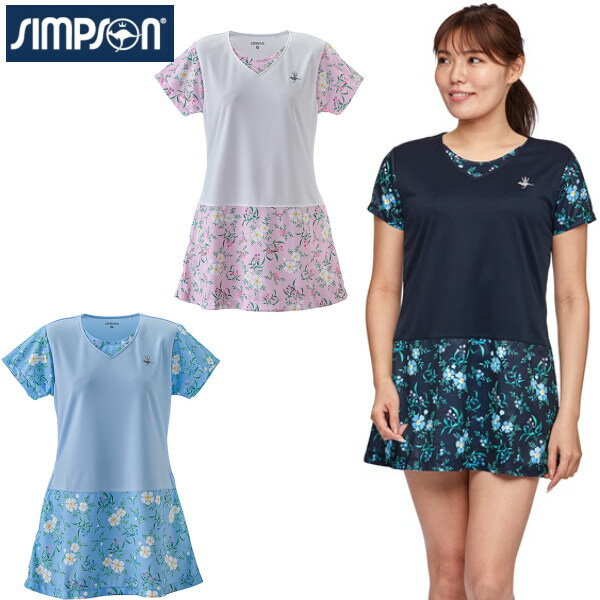 【マラソン期間ポイント10倍】【60％OFF セール】 シンプソン (Simpson) テニスウェア レディース チュニック ワンピース かわいい 花柄 【送料無料】 レディース テニス ウェア レディースウェア STW-02102F