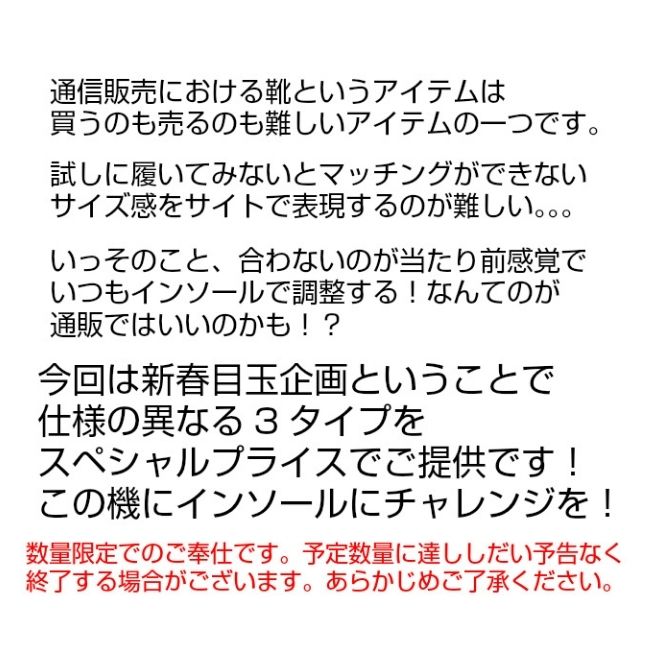【エントリーでポイント5倍】福袋2020インソール中敷き3足アソート衝撃吸収インソールでサイズ調整送料無料