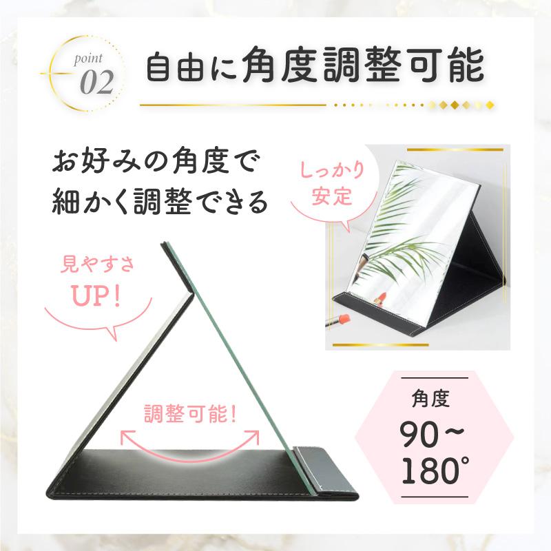 卓上ミラー おしゃれ 鏡 化粧 コンパクト 持ち運び スタンド シンプル 卓上 スタン...