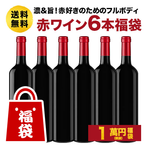 SALE「福袋」濃＆旨！赤好きのためのフルボディ赤ワイン6本福袋 送料無料 赤ワインセット【ワインセット】【ワイン ギフト】【s2501f】