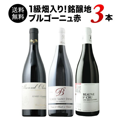 【送料無料】1級畑入り！銘醸地ブルゴーニュ赤ワイン3本セット 送料無料【ワインセット】【ワイン ギフト】【母の日 父の日】のサムネイル
