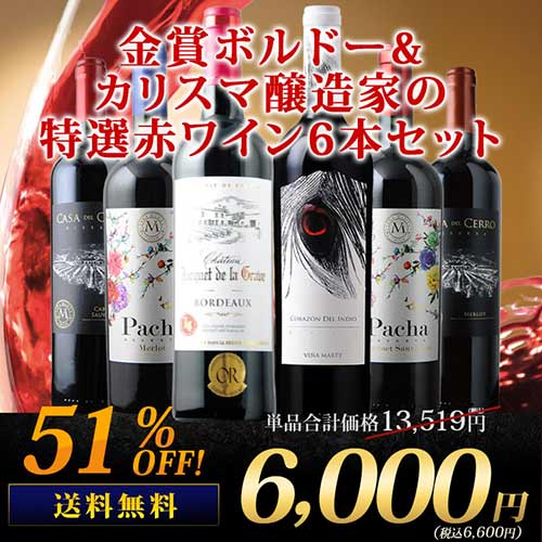 金賞ボルドー＆カリスマ醸造家 特選赤ワイン6本セット 送料無料「5/24更新」 2