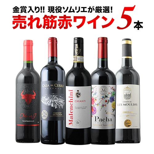 金賞入り！現役ソムリエの売れ筋赤ワイン5本セット 第27弾 赤ワインセット「5/21更新」