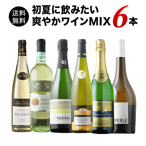 楽天ワインショップソムリエSALE「25」初夏に飲みたい爽やかワインMIX6本セット（白ワイン4本、スパークリングワイン2本） 送料無料 【ワインセット】【ワイン ギフト】【父の日 お中元】