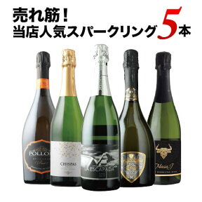 売れ筋！当店人気スパークリングワイン5本セット スパークリングワインセット【第44弾】「4/19更新」【12本単位で送料無料】【ワインセット】【ワイン ギフト】【母の日】