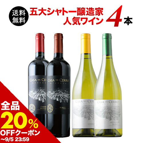 【全品12％OFFクーポン有 ※12/19 20時〜12/26 9:59】 五大シャトー醸造家ワイン4本セット（赤ワイン2本、白ワイン2本）送料無料 ワインセット【合計12本で送料無料】【ワインセット】【ワイン ギフト】