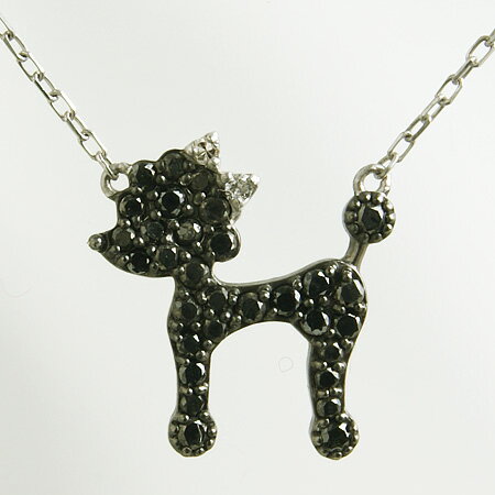 【受注発注品】ブラックダイヤモンドペンダント ネックレス（チェーン付き）プードルモチーフ0.25ct　K18WG [n6] 18k 18金のサムネイル