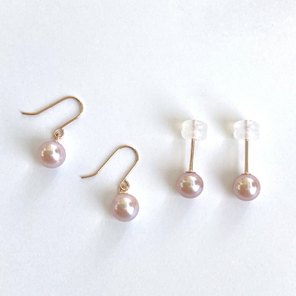【ネコポス送料無料】淡水真珠 パールピアス 2個セット 5.5-6.0mm ピンク〜ピンクパープル(ナチュラル)系 K10PG ピンクゴールド [n4](真珠 本真珠 プチプラ ベビーパール パール pearl 真珠ピアス 可愛い フェミニン 6月誕生石 プレゼント）【WEB限定】