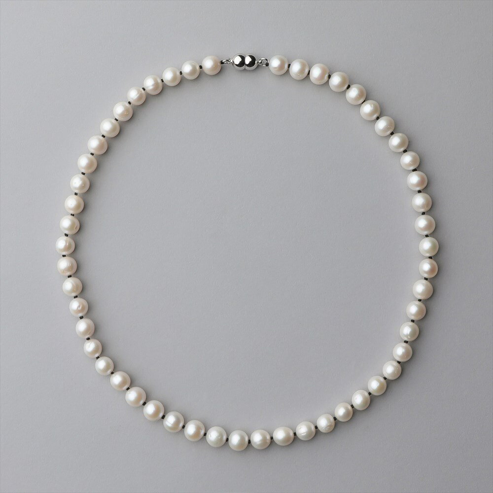 淡水真珠 カラーノットネックレス 7.5-8.0mm ブラック [n3] 真珠ネックレス パールネックレス 淡水パール ホワイト …