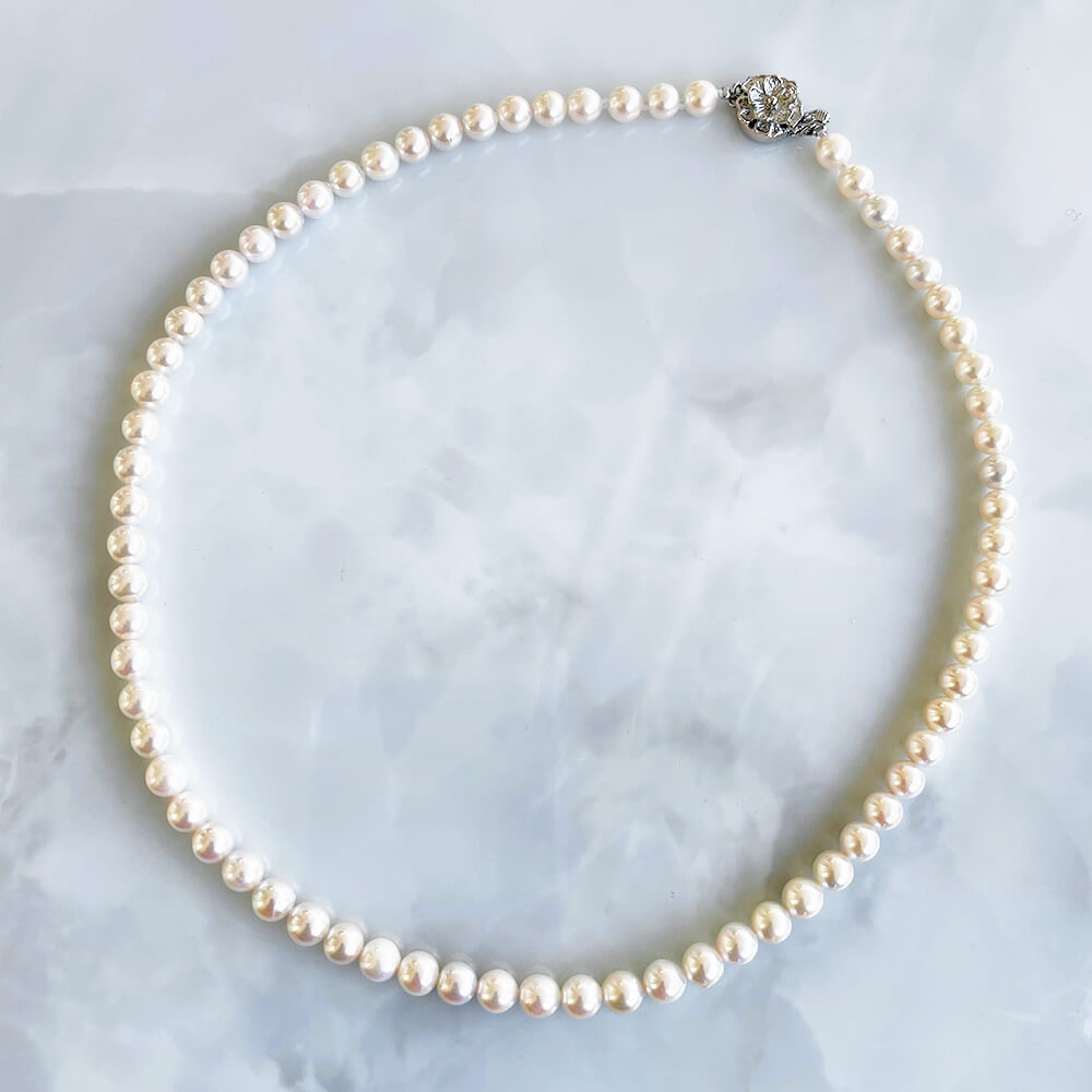アコヤ本真珠 ネックレス ホワイト系 5.5-6.0mm《初めての方におすすめ》 akoya pearl necklace (真珠 パールネックレス冠婚葬祭 フォーマル ファーストパール ユニセックス) 母の日 md