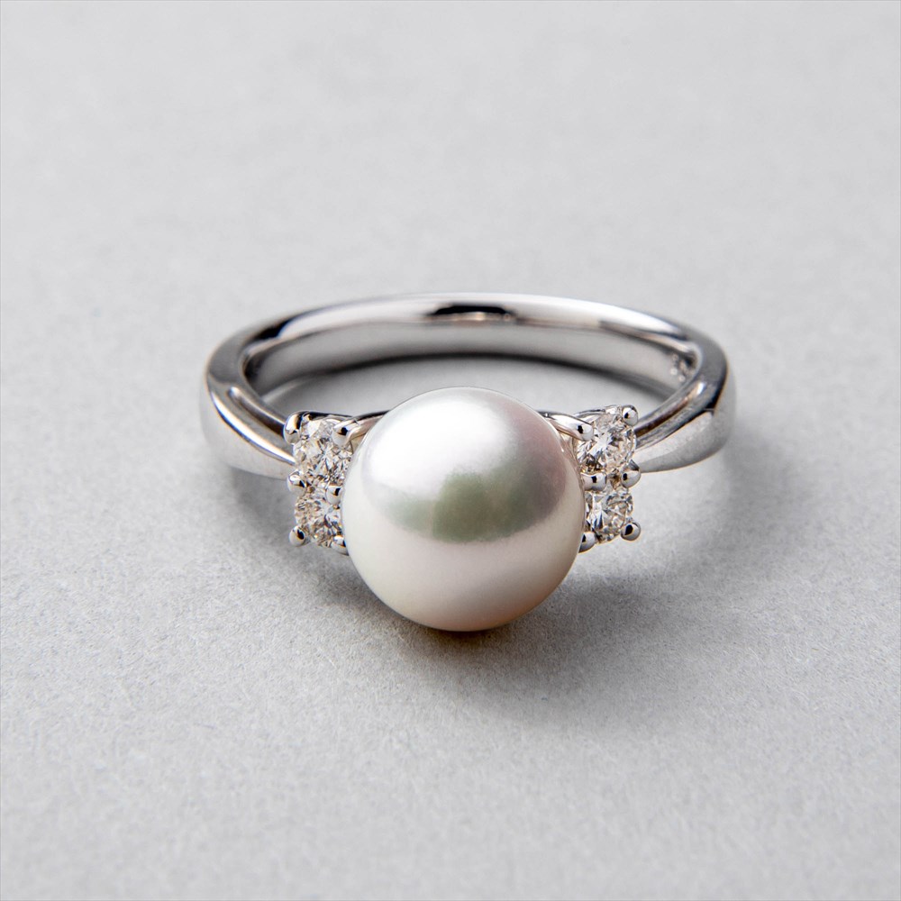 《PREMIUM》オーロラ花珠真珠 リング　8.5-9.0mm PT900 パール 鑑別書付き 指輪 レディース