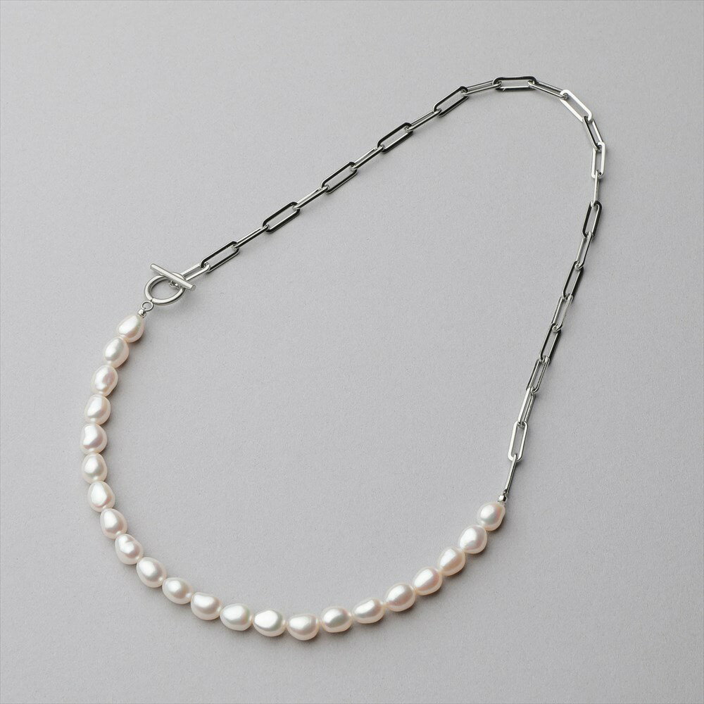 【WEB限定】《Unique+》 淡水真珠 ハーフチェーン ネックレス 7.0-7.5mm バロック