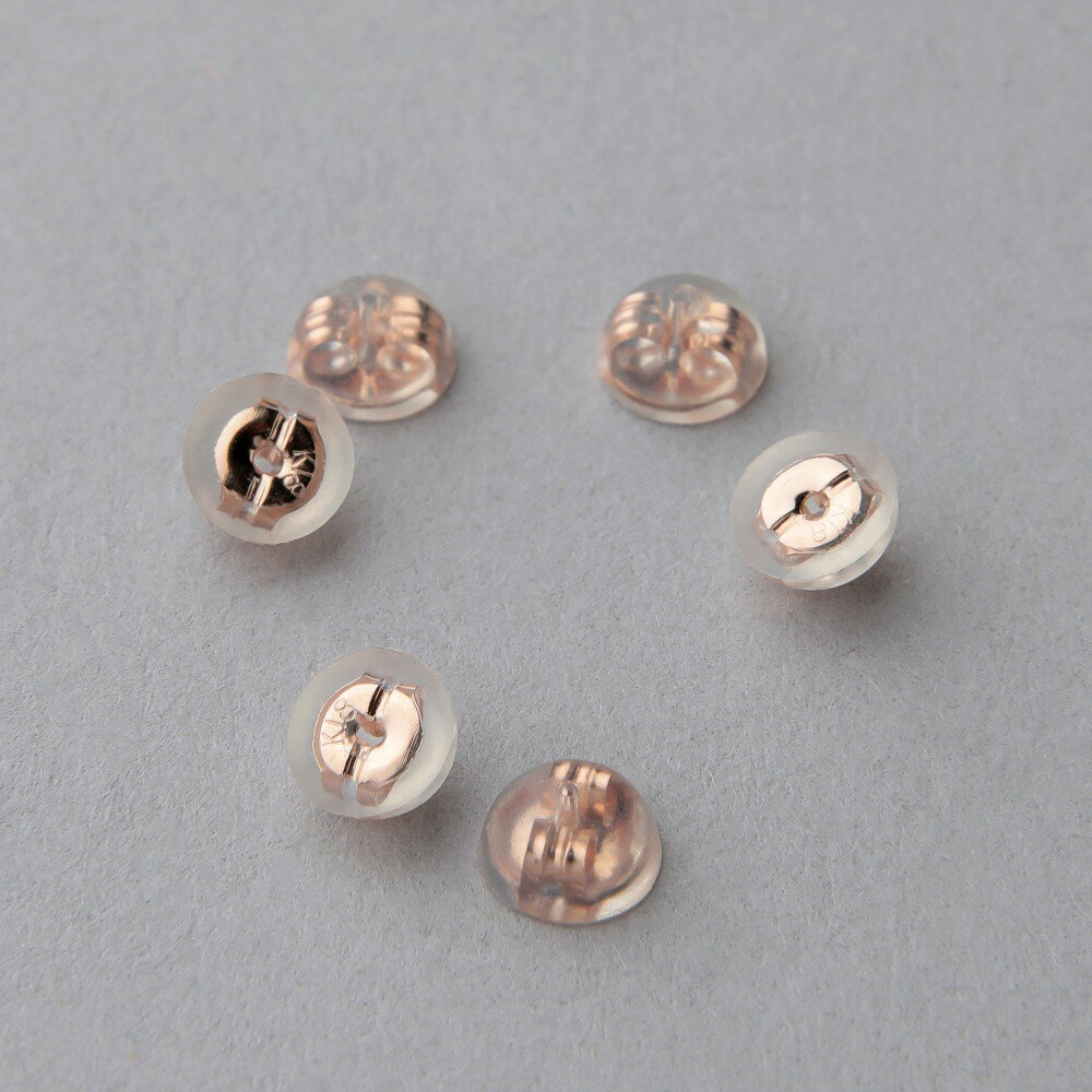 K18PG ピアスキャッチ シリコンダブルロック 3ペアセット売り（両耳分×3）【ネコポス発送限定】 ピンクゴールド 18k 18金