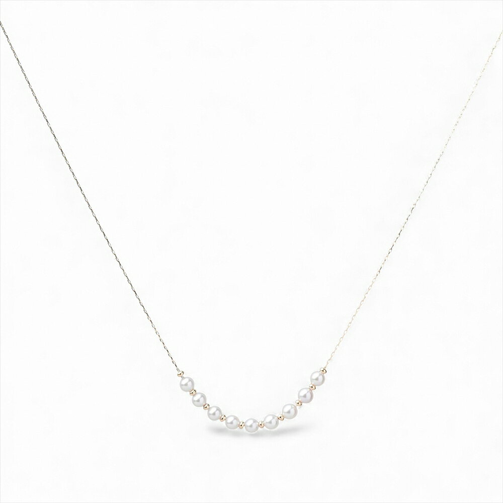 enSTYLE あこや真珠 ステーションネックレス 3.5-4.0mm K18YG スライドボール パールペンダント フォーマル 冠婚葬祭 普段使い カジュアル ベビーパール