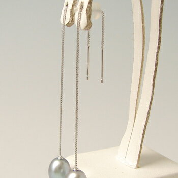 チェーンピアス金具（ベネチアンチェーン・8cm 長め） K14WG ホワイトゴールド [n4]（真珠用 パール セミオーダー 加工 パーツ）