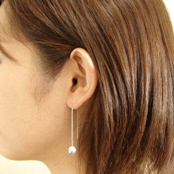 チェーンピアス金具（ベネチアンチェーン・8cm 長め） K14WG ホワイトゴールド [n4]（真珠用 パール セミオーダー 加工 パーツ）