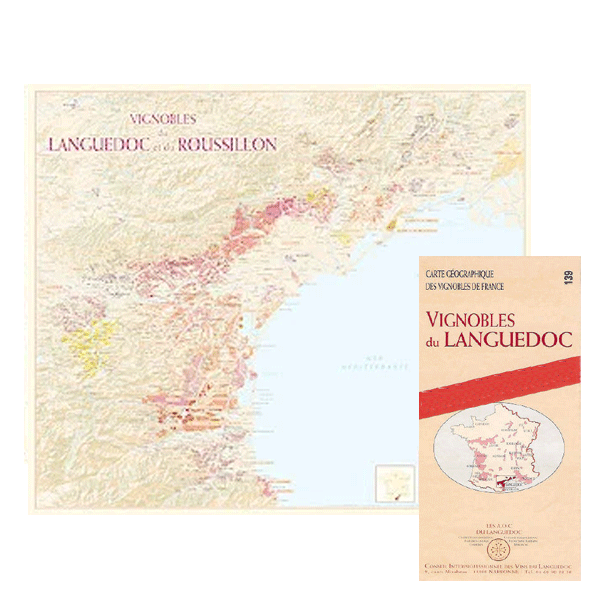 【メール便で送料無料】_ワイン地図 フランス ラングドック・ルーション地方 折り畳みタイプ ワイン産..