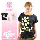 【ネコポス対応】【clap】クラップ【3色】Flower clap logo DOLMAN フィットネス ウェア スポーツ ウェア トレーニング ウェア レディース ダンス エアロ トップス ドルマン コットン