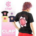 【ネコポス対応】【clap】クラップ【4色×2サイズ】HEART FLOWER CLAP Tee フィットネス ウェア スポーツ ウェア トレーニング ウェア レディース ダンス エアロ トップス 半袖 Tシャツ コットン