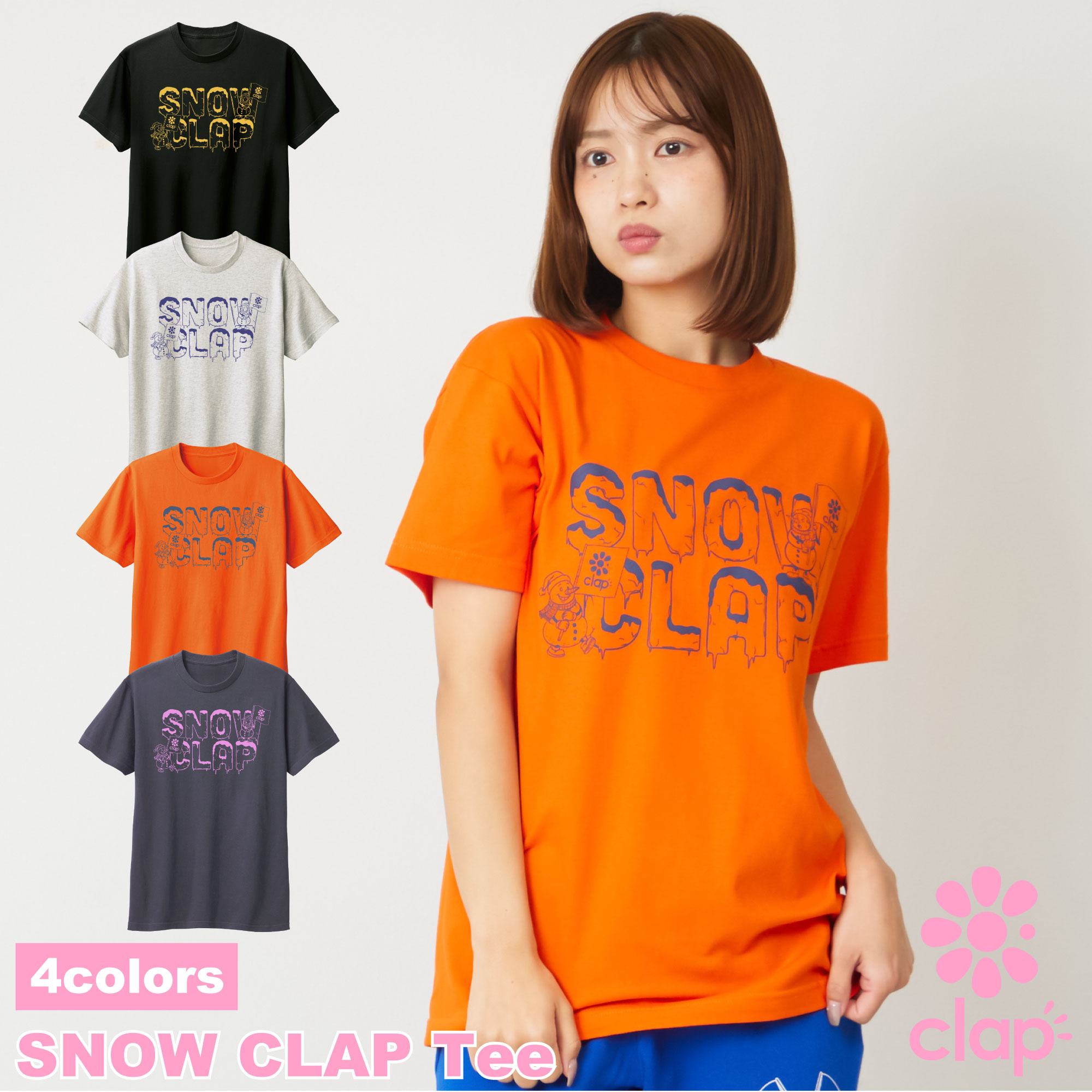 樂天商城 - フィットネスウェア 【clap】 クラップ 【4色】 SNOW CLAP Tee レディース ダンス トップス Tシャツ ダンスウェア スポーツウェア トップス ピラティスウェア ヨガウェア コットン素材 半袖