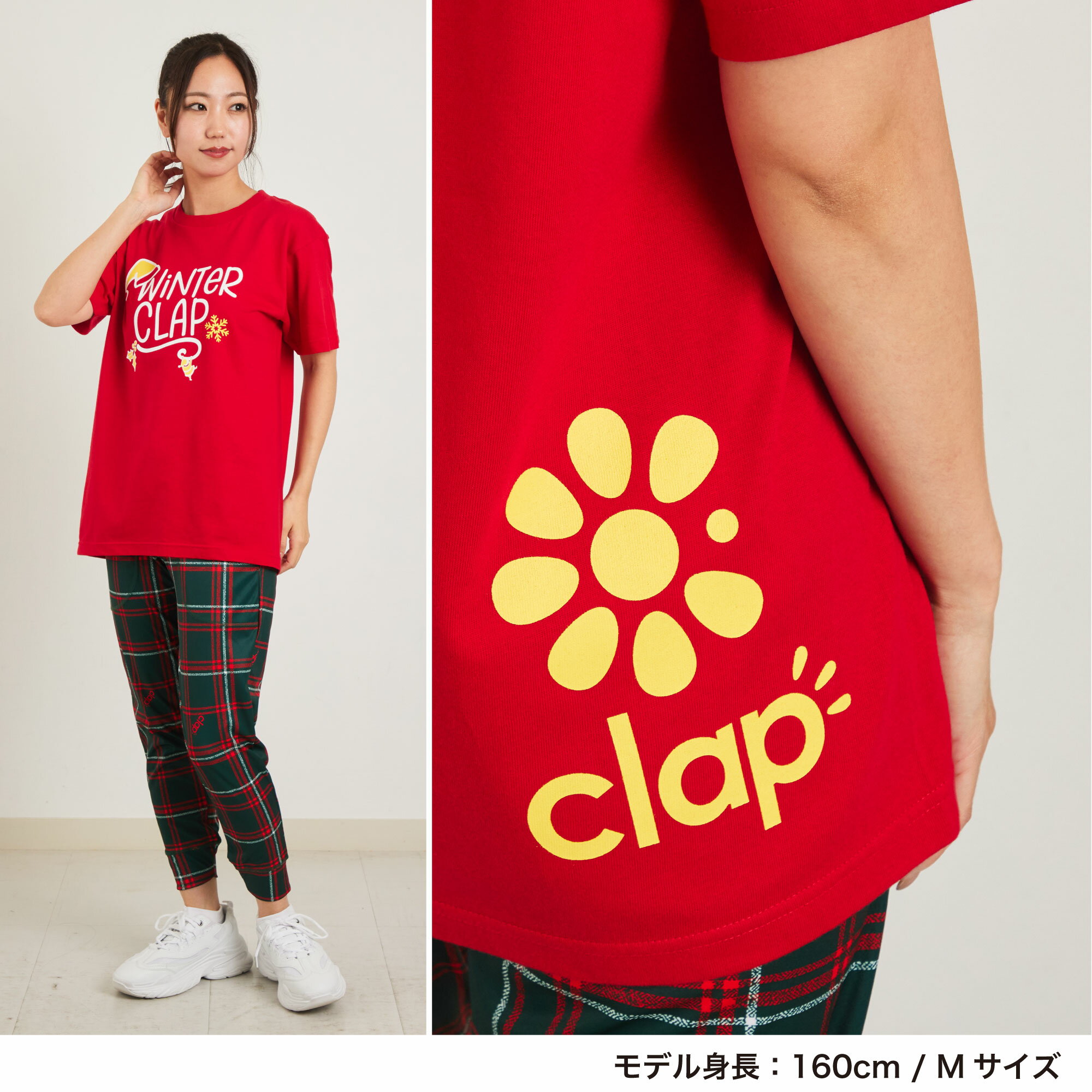 clap クラップ 4色×2サイズ WINTER CLAP Tee レディース ダンス トップス Tシャツ フィットネスウェア ダンスウェア スポーツウェア トップス ピラティスウェア ヨガウェア コットン素材 半袖 サイズ展開