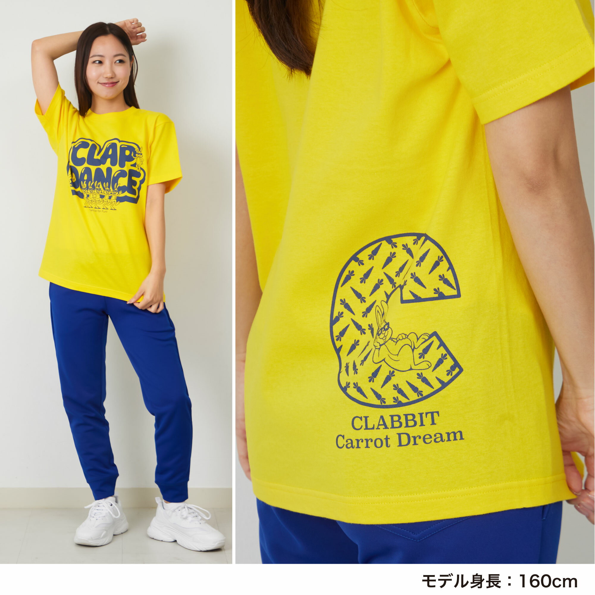 clap クラップ 4色 CLABBIT Tee レディース ダンス トップス Tシャツ フィットネスウェア ダンスウェア スポーツウェア トップス ピラティスウェア ヨガウェア コットン素材 半袖