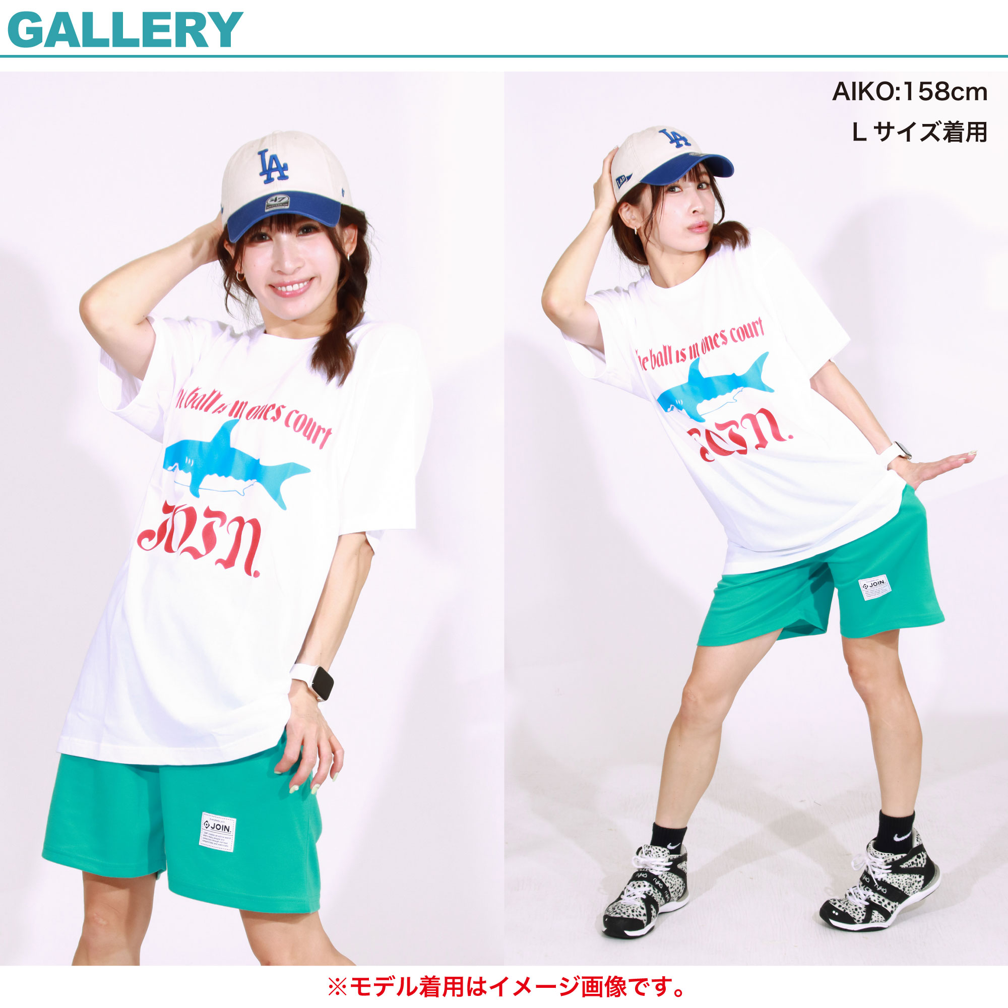 フィットネスウェア 【JOIN.】 ジョイン 【2色×3サイズ】 SHARK Tシャツ レディー...