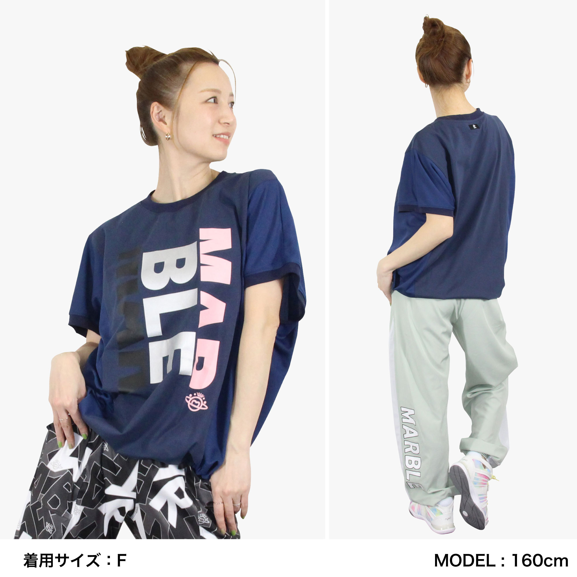 フィットネスウェア 【Marble】 マーブル 【2色】 異素材切替ドルマンT レディース...