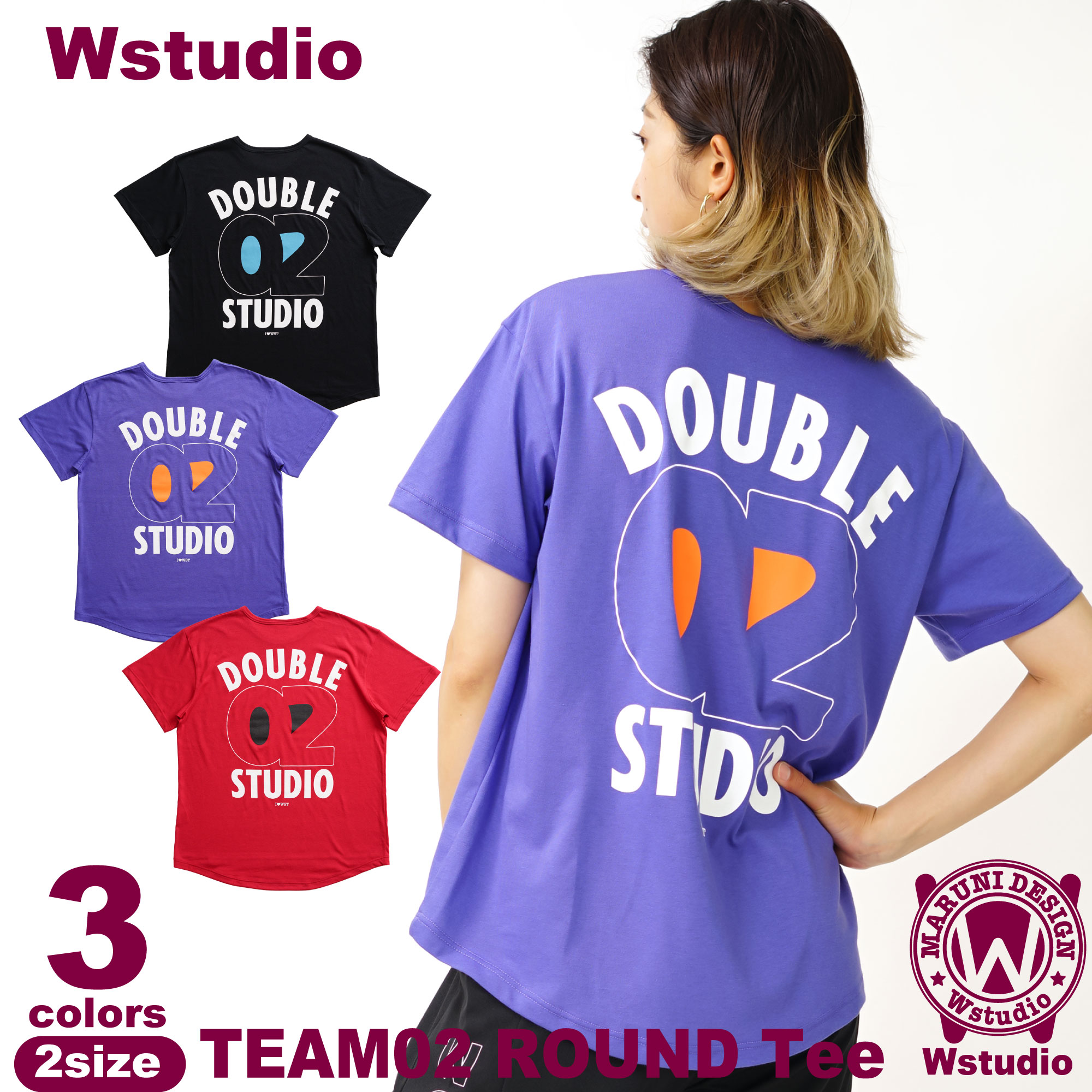 【ネコポス対応】Wstudio ダブルスタジオ【3色 2サイズ】TEAM02 ROUND Tee フィットネス ウェア スポーツ ウェア トレーニング ウェア レディース メンズ ユニセックス ダンス エアロ トップス…