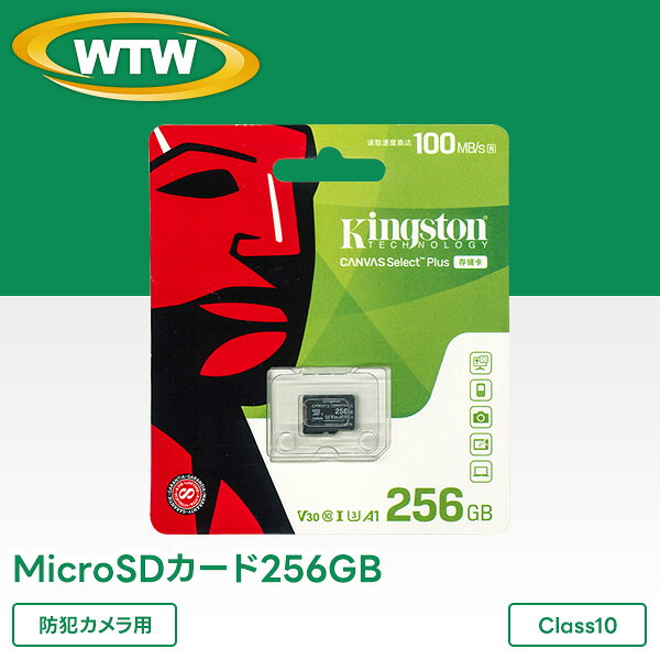 MicroSDカードKingston CANVAS Select Plus 256GB 【★防犯カメラでのご利用に最適】 Class10 クラス10 1年保証