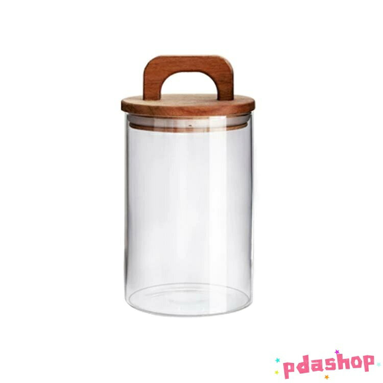 悟空楽天市場店の【全品5%ポイント】キャニスター ガラス 保存容器 密閉 保存瓶 ガラスジャー 取っ手付き 密封 木蓋 木製 シリコンパッキン付 コーヒー 紅茶 砂糖 塩｜アングル3