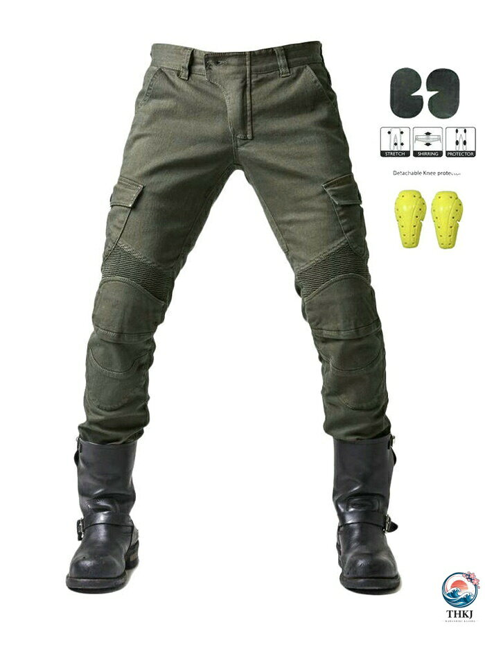 【全品5%ポイント】バイクパンツ メンズ バイクズボン 膝パッド付き デニムパンツ ...