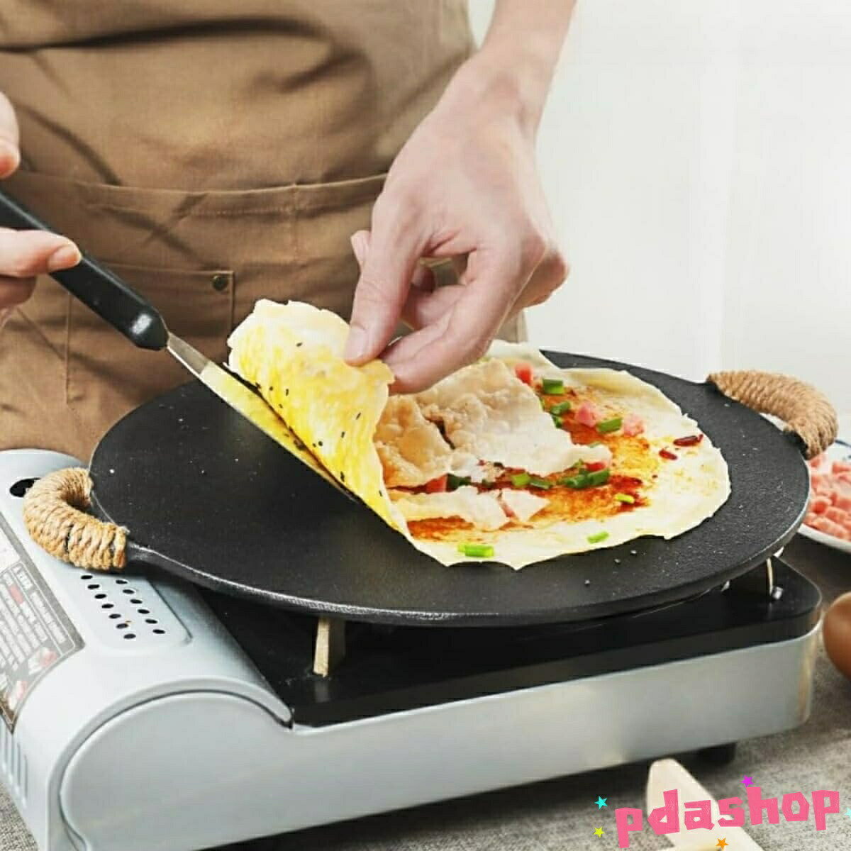 【全品5%ポイント】クレープパン IH対応 クレープメーカー 焼き器 鋳鉄 ノンスティック フライパンセット トンボ付き お菓子作り ホームパーティ wu-ko-10021495 悟空楽天市場店 パッケージ画像