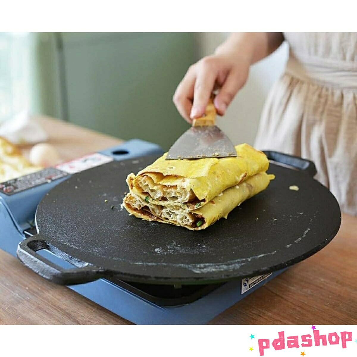 【全品5%ポイント】クレープパン IH対応 クレープメーカー 焼き器 鋳鉄 ノンスティック フライパンセット トンボ付き お菓子作り ホームパーティ wu-ko-10021495 悟空楽天市場店 サンプル画像3