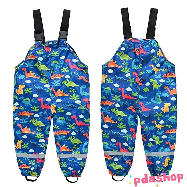 悟空楽天市場店の【全品5%ポイント】サイズ調整可 プレイウェア 撥水 防水 100-140cm お砂場着 レインパンツ オーバーオール キッズ 男の子 女の子 水遊び 遊び着 通学｜アングル2