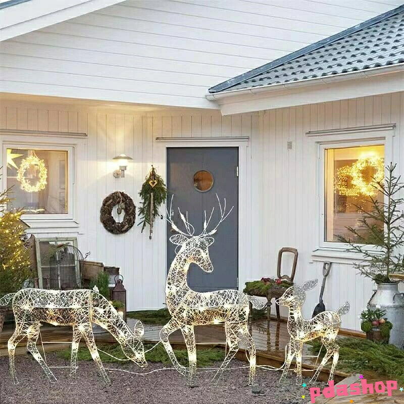 悟空楽天市場店の【全品5%ポイント】光る鹿 クリスマスデコレーション LED トナカイランプ 屋外 屋内兼用 リボン飾り付き 装飾ライト アンビエント照明 パーティー 結婚式｜アングル2