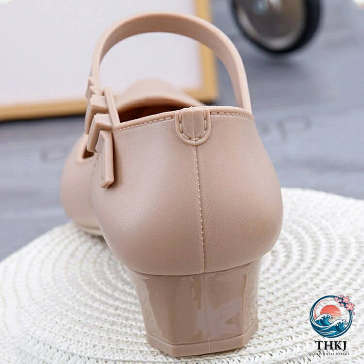 【全品5%ポイント】痛くない 防水 ローヒール レディース レインシューズ ポインテッドトゥ レインパンプス 脱げない 梅雨 通勤 レインパンプス 雨 雨の日 雨靴 柔らか パンプス 黒 冠婚葬祭 結婚式 仕事用 wu-ko-10045647 悟空楽天市場店 サンプル画像2