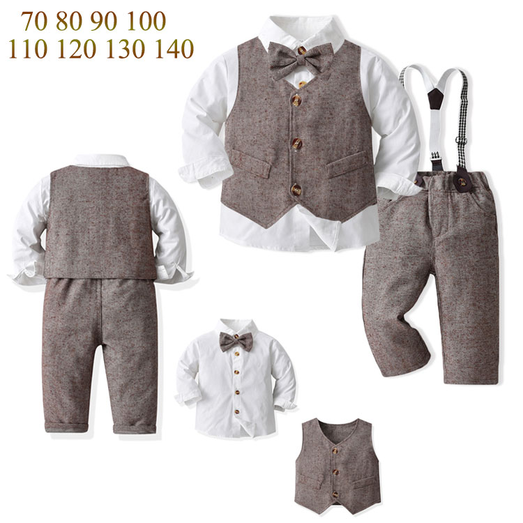 樂天商城 - 子供 キッズ フォーマル スーツ ブレザー 男の子 ベビー服 3点セット シャツ ベスト パンツ 蝶ネクタイ付き 卒園式 入園式 七五三 ベビ 結婚式 お宮参り