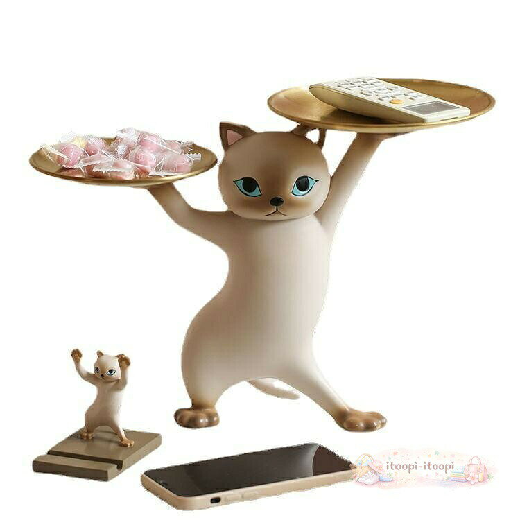 テーブル 置物 猫 サイドテーブル 高さ23cm ミニテーブル ネコちゃん CAT キャット...