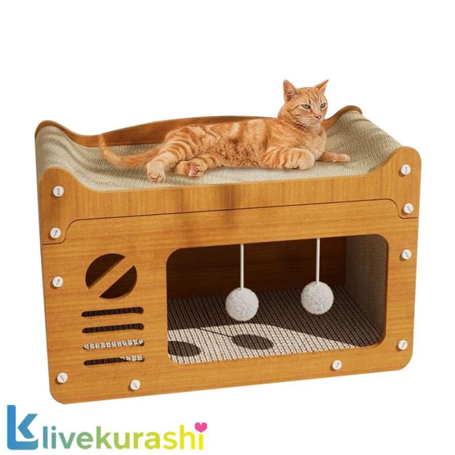 樂天商城 - 大型 猫 爪研ぎ キャットハウス 爪とぎ ベッド 両用 八面使えるつめとぎ 二重層 段ボール 猫ハウス 耐久性 高密度 家具傷防止 運動不足
