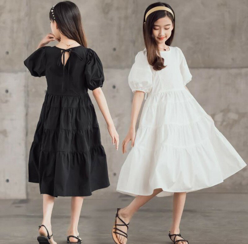 ワンピース キッズ 韓国子ども服 子供服 ロング丈ワンピース 白ワンピース 半袖 パ...