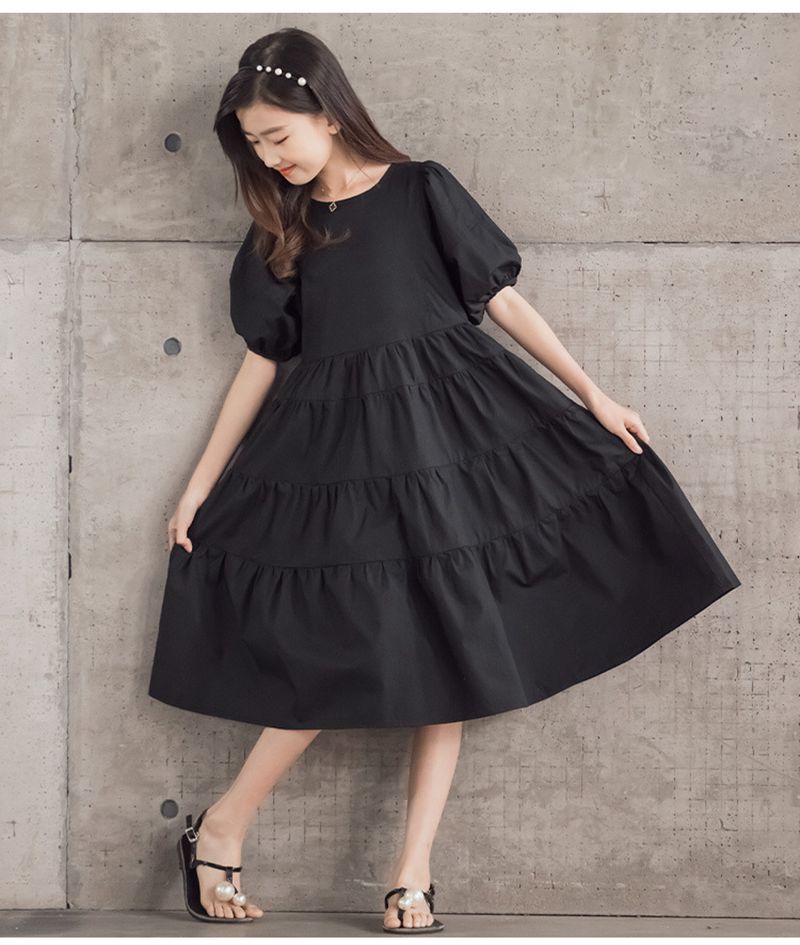 ワンピース キッズ 韓国子ども服 子供服 ロング丈ワンピース 白ワンピース 半袖 パ...